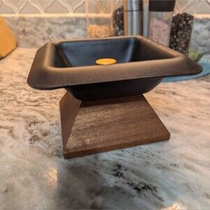 Uarepretty  Black Cast Iron And Wood Cigar/Ashtray,  New In Box